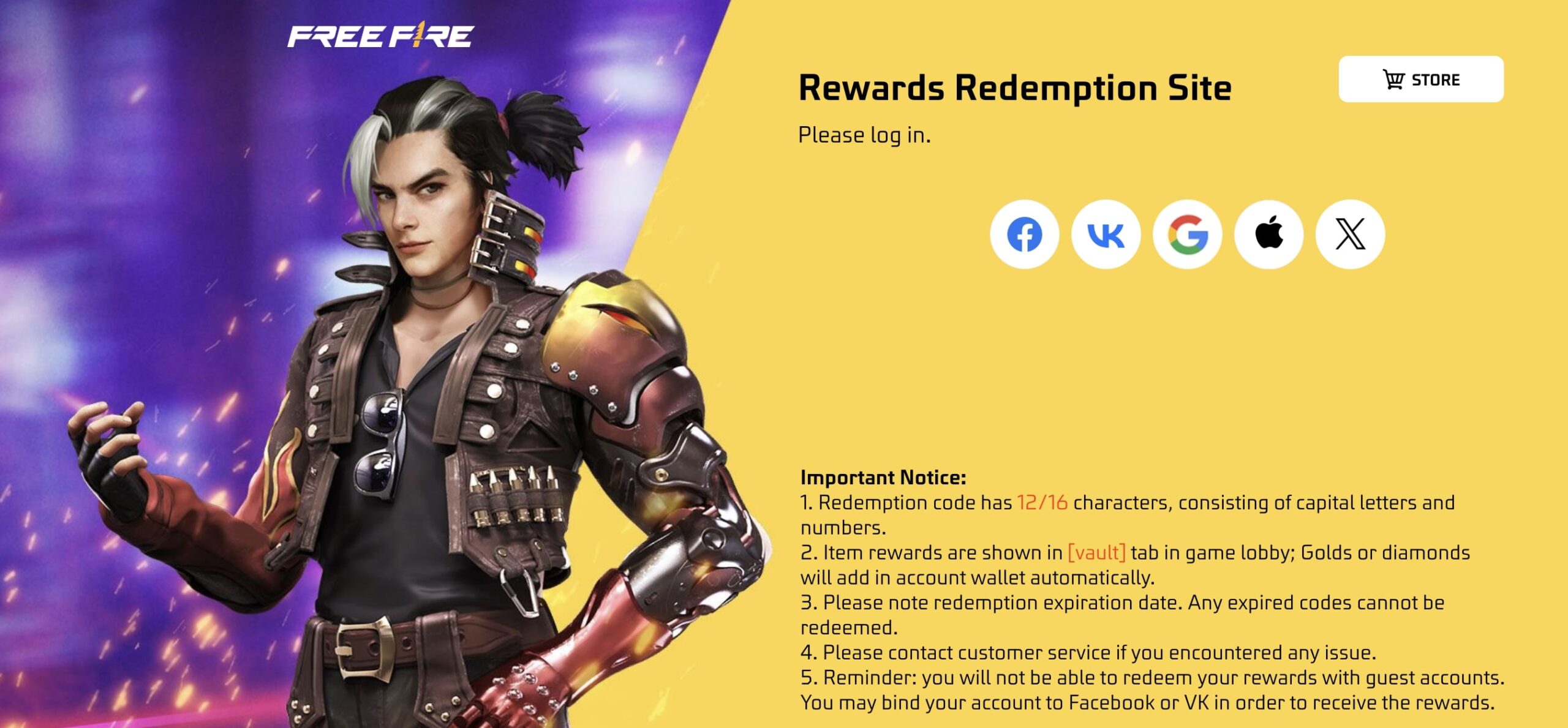 Garena Free Fire Redeem Codes