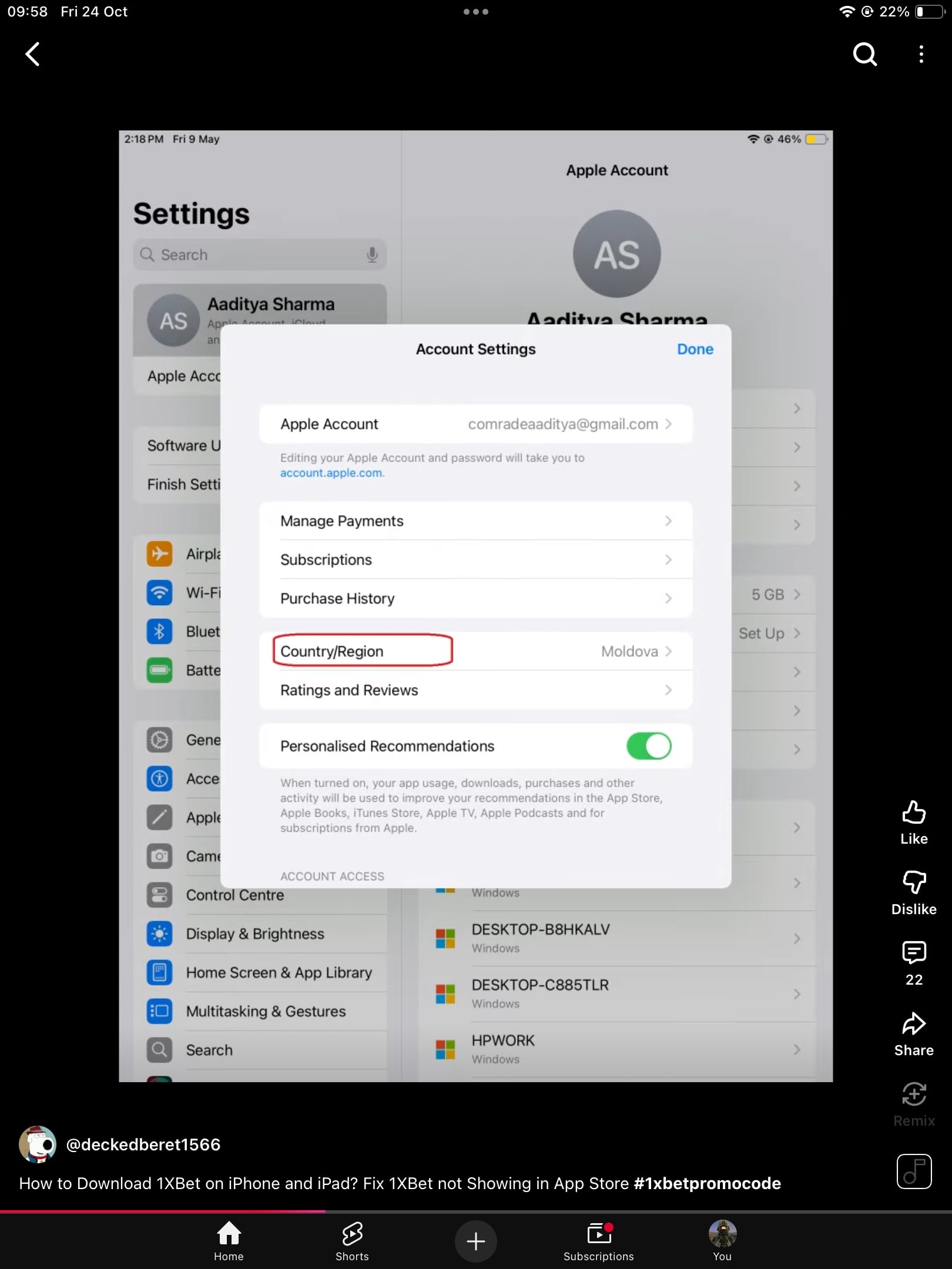 1xbet iPhone Country Region
