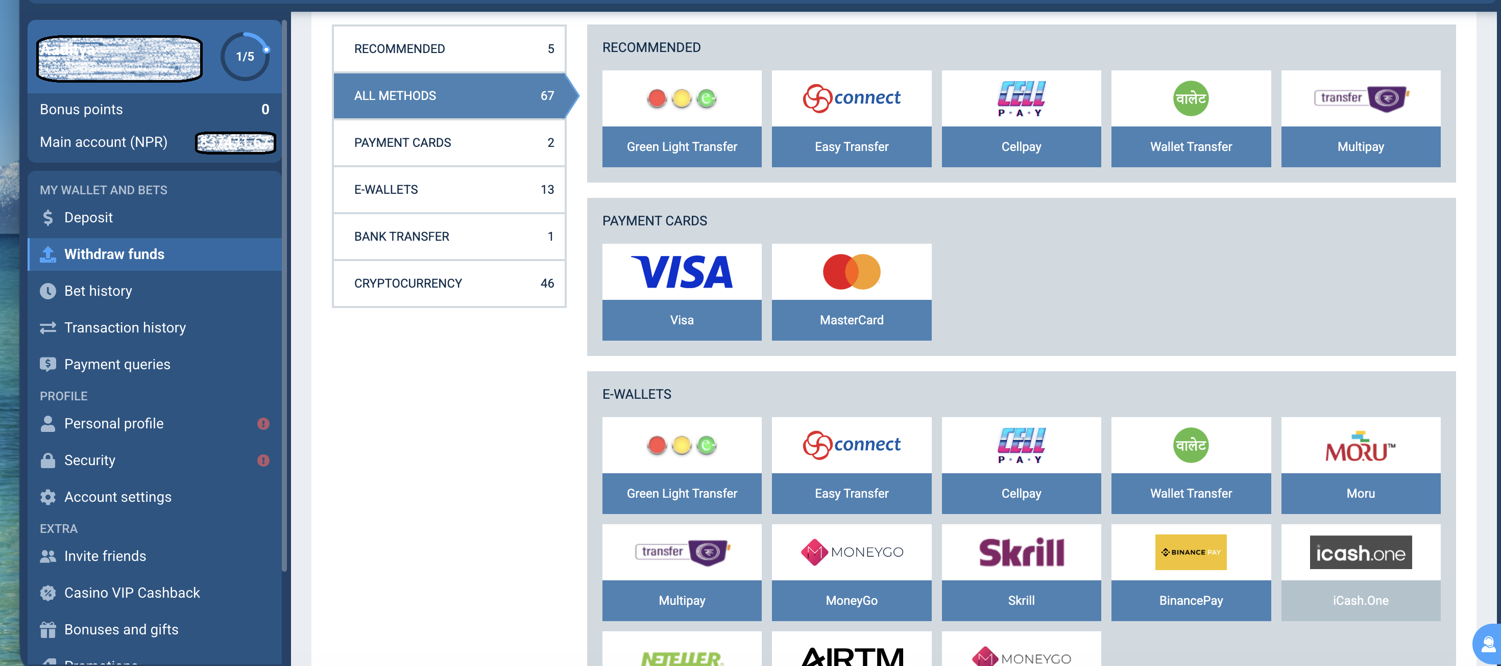 1xBet Withdraw Nepal